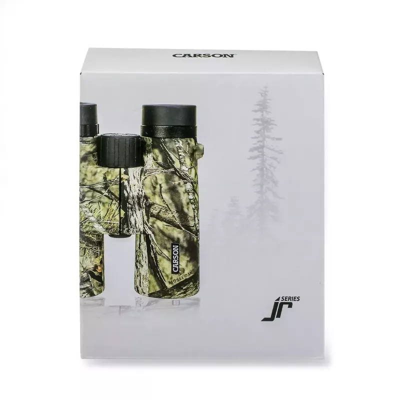 Binóculos Carson JR 10x42 BAK-4 telhado, design compacto camuflado, 127×50,8×160 mm
