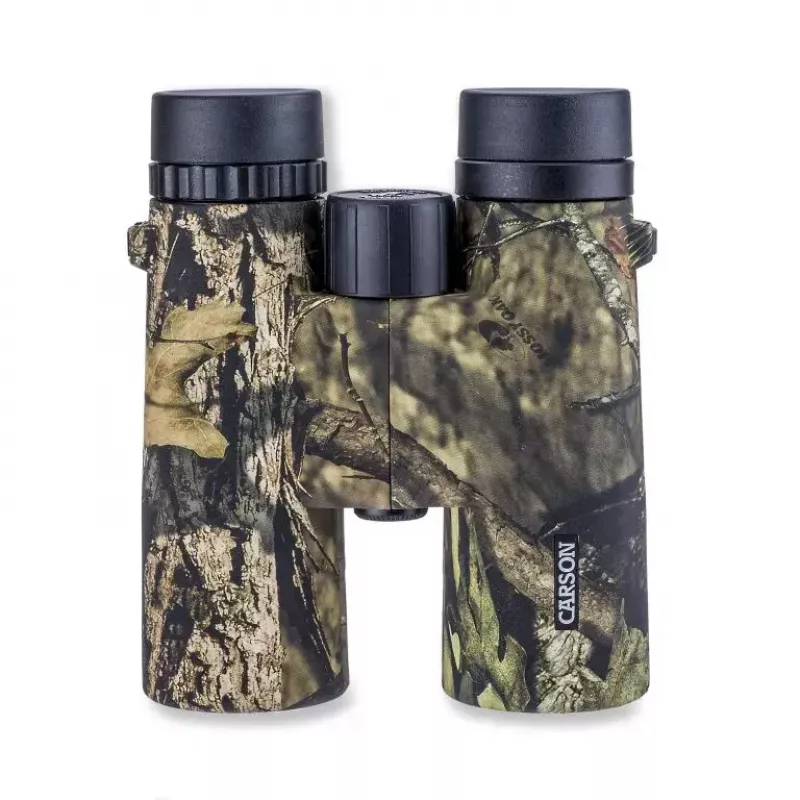 Binóculos Carson JR 10x42 BAK-4 telhado, design compacto camuflado, 127×50,8×160 mm
