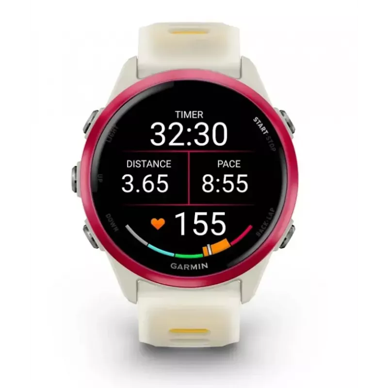 Relógio inteligente desportivo GARMIN Forerunner 570 42 mm, 1,2 polegadas AMOLED 390×390, GPS, Wi‑Fi, 8 GB, 42 g, pulseira de silicone