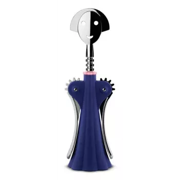 Saca-rolhas de asas Alessi Anna G. azul aço inoxidável