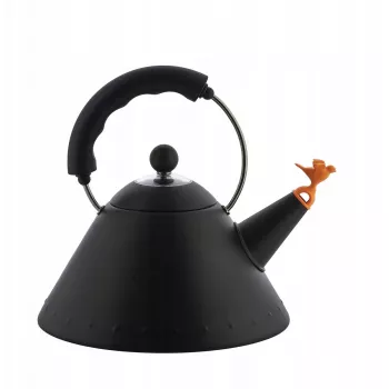 Chaleira ALESSI 9093 BB preto — chaleira para fogão, apito, aço inoxidável, 2,2 l