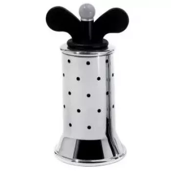 Moinho de especiarias Alessi 9098 B preto aço inoxidável altura 132 mm