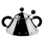 Açucareiro Alessi 9097 B aço inoxidável altura 80 mm diâmetro 10,5 cm preto e aço inoxidável