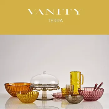 Suporte pequeno para bolo Guzzini Vanity com tampa, fumado
