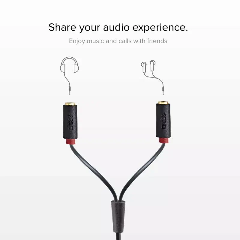 Cabo de áudio estéreo SBS áudio 3,5 mm jack com splitter