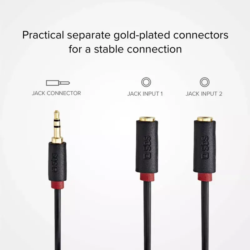 Cabo de áudio estéreo SBS áudio 3,5 mm jack com splitter