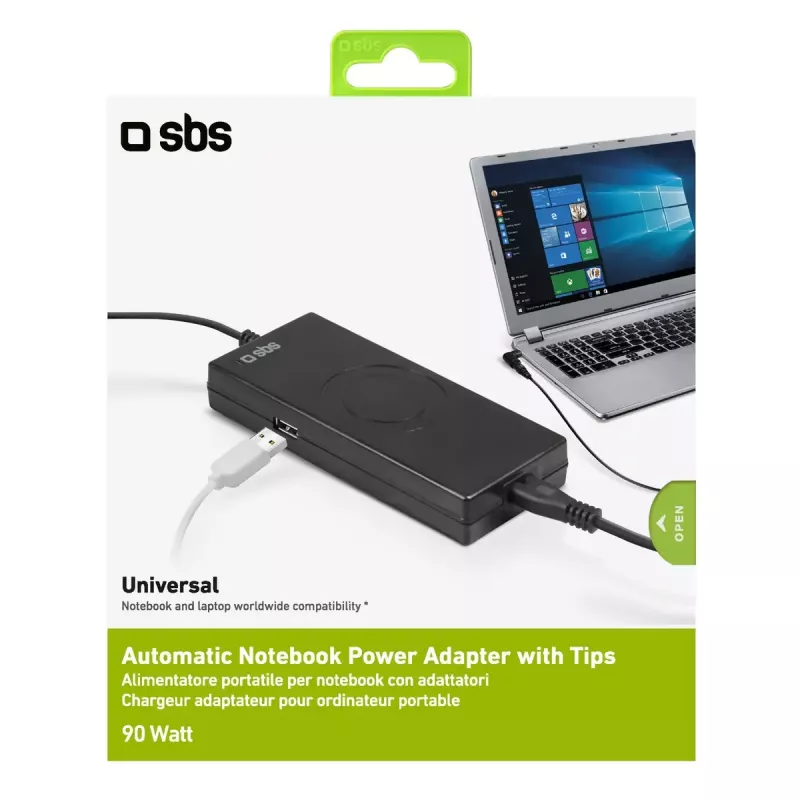Fonte de alimentação SBS portátil 90 W para portáteis interior preto 2,2 m