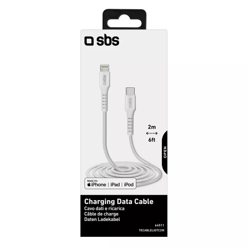 Cabo Lightning para USB-C SBS Mobile TECABLELIGTC2W — 2 m, branco