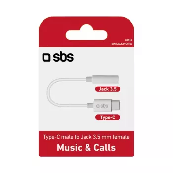 Cabo móvel SBS TEINTJACKTYCFMW branco 0,09 m 3,5 mm USB-C