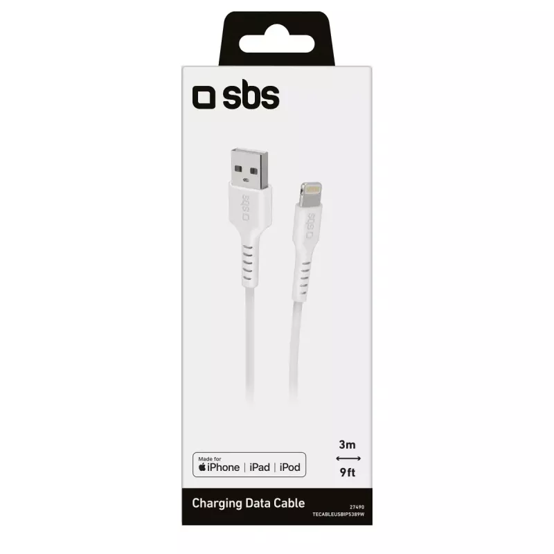 Cabo Lightning SBS TECABLEUSBIP5389W 3 m branco USB A