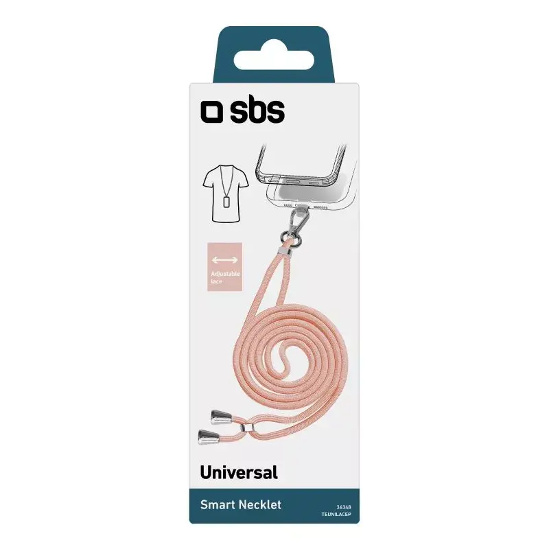 Cordão para telemóvel SBS TEUNILACEP, rosa, tecido, 1 unid., comprimento (embalagem) 200 mm