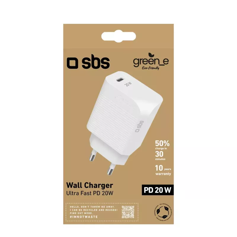 Carregador para dispositivos móveis SBS GRETR1CPD20W universal branco AC carregamento rápido