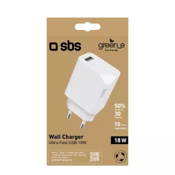 Carregador para dispositivos móveis SBS GRETR1USB18W universal branco AC carregamento rápido