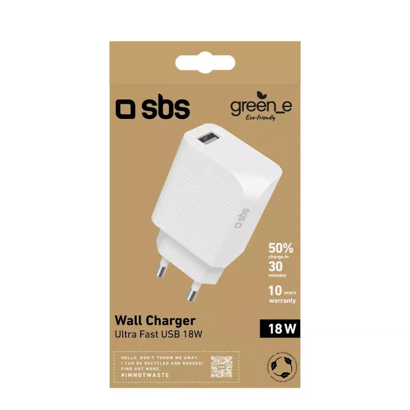 Carregador para dispositivos móveis SBS GRETR1USB18W universal branco AC carregamento rápido