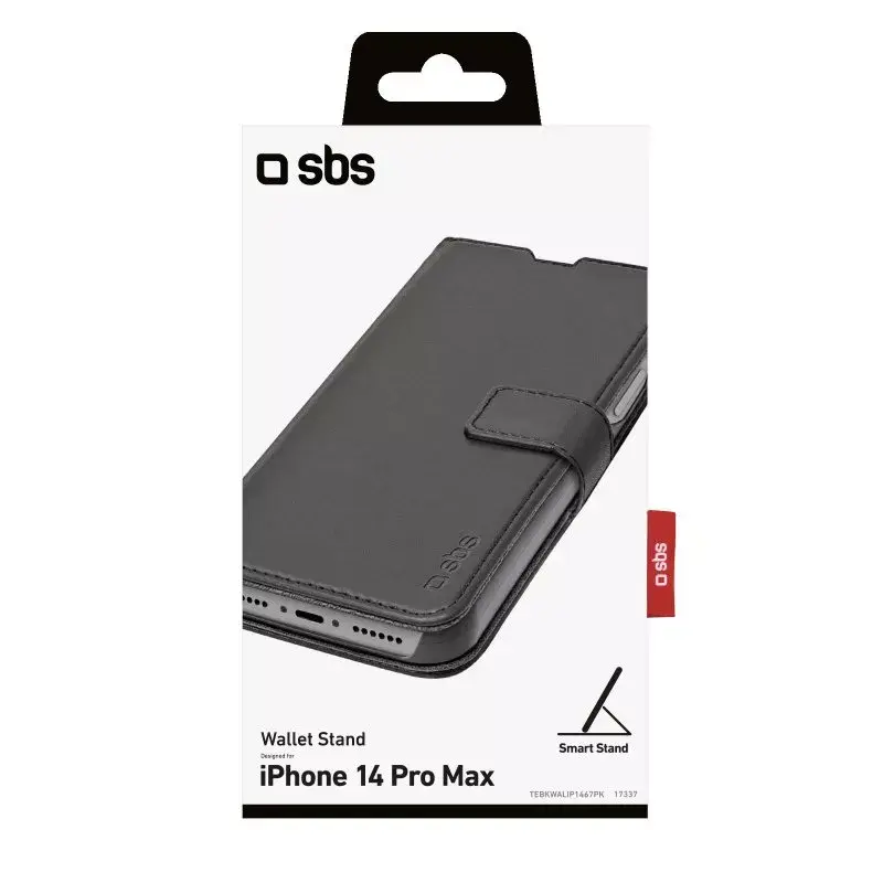 Carteira com capa SBS TEBKWALIP1467PK para iPhone 14 Pro Max 17 cm preta