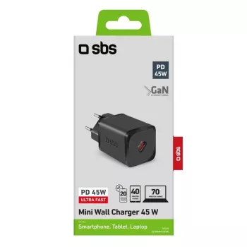 Carregador para dispositivos móveis SBS TETRGAN1C45W carregamento rápido interior preto