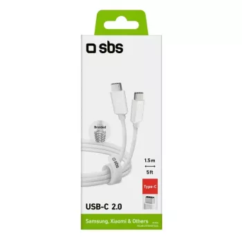 Cabo USB-C para USB-C SBS Mobile TECABLETISSUETCCG, USB 2.0, 1,5 m, branco