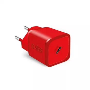 Carregador SBS Mobile TETRGAN1C20R — 20W USB‑C carregador de interior para smartphone, tablet, smartwatch, auscultadores (vermelho)