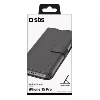 Carteira com capa SBS TEBKWALIP1561PK para iPhone 15 Pro 6,1 polegadas preta
