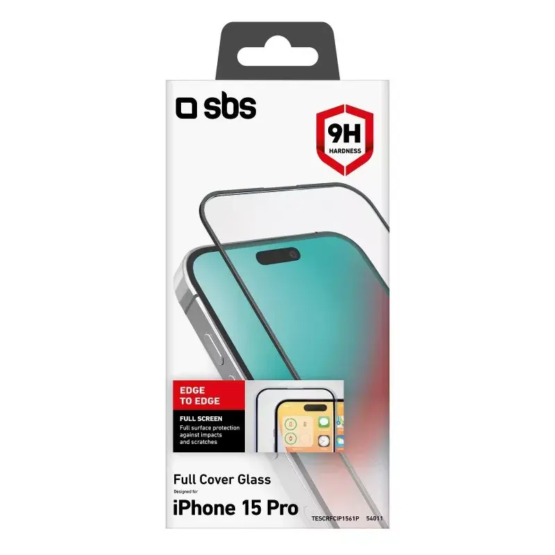 Película de proteção de ecrã/traseira SBS para iPhone 15 Pro, silicone + vidro temperado, transparente, 1 unid.