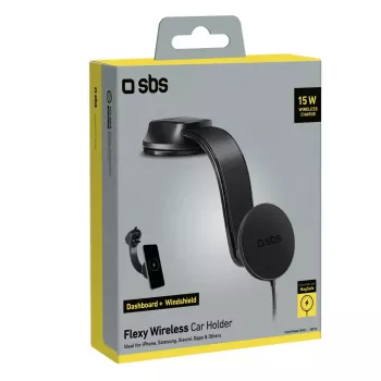 Carregador sem fios para automóvel SBS Mobile TESUPPMAG15W21 — 15 W, alimentado por isqueiro, preto