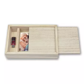 ZEP CX7557 USB Box 13x18 de madeira para fotografias e pen USB