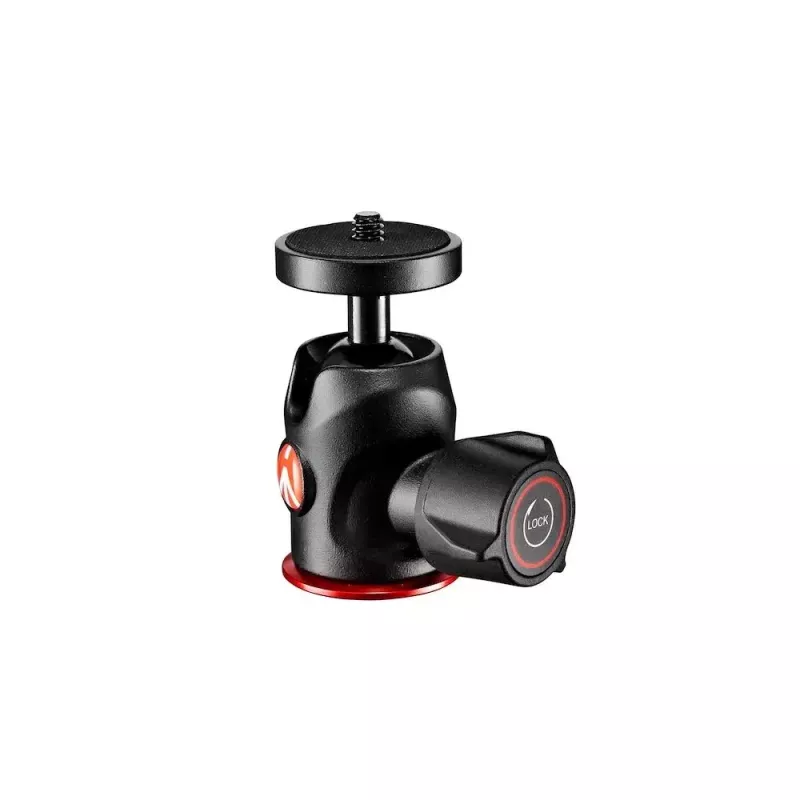 Cabeça de tripé Manfrotto 492 Centre cabeça de esfera preta vermelha 1/4 polegadas