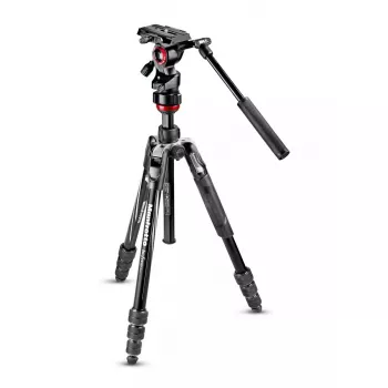 Tripé Manfrotto MVKBFRT-LIVE câmaras digitais/de filme 3 pernas preto vermelho prateado