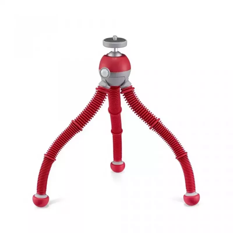 Tripé Joby PodZilla vermelho 3 pernas capacidade de carga 1 kg altura 25 cm