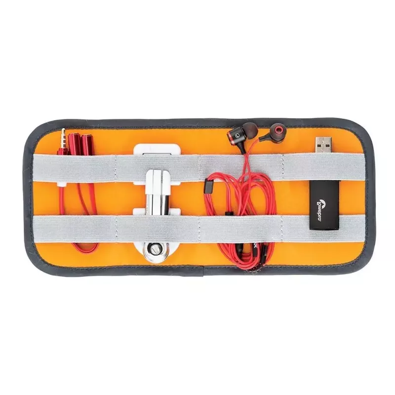 Bolsa Lowepro Pouch Medium GearUp GL LP37139-GRL em nylon e poliéster ripstop laranja e cinzenta 280x45x140mm