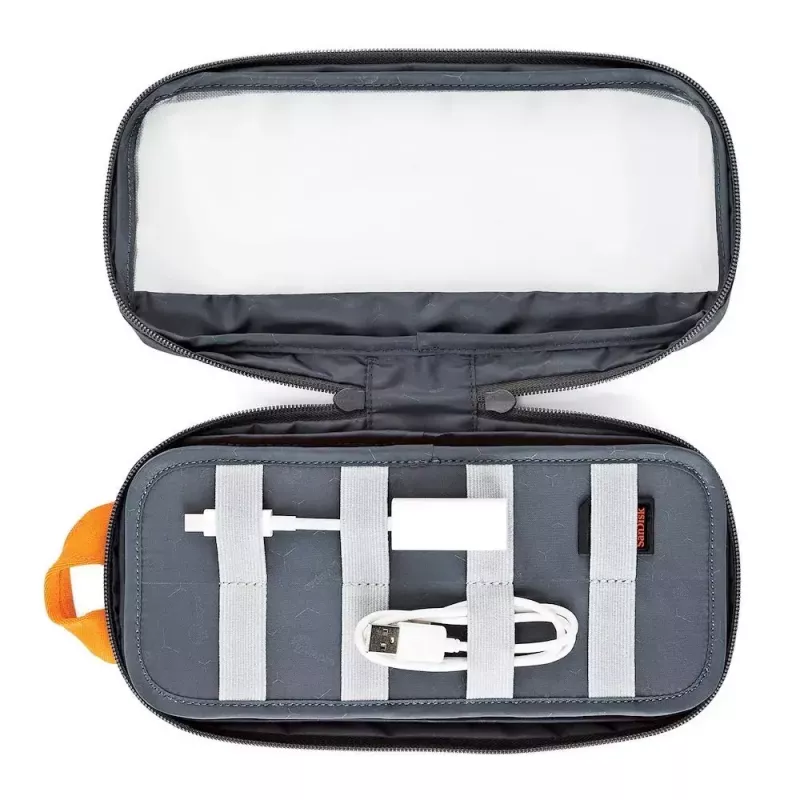 Bolsa Lowepro Pouch Medium GearUp GL LP37139-GRL em nylon e poliéster ripstop laranja e cinzenta 280x45x140mm