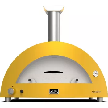 Forno de pizza a lenha Alfa Forni Moderno 5 Pizze amarelo FXMD-5P-LGIA, forno de pizza de mesa para exterior, capacidade para 5 pizzas