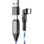 Cabo USB-C 2-em-1 STATIK PowerPivot Pro 2 m ficha rotativa iluminação azul