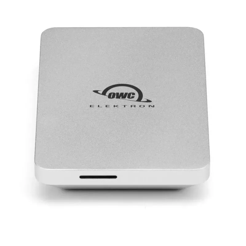 Caixa para SSD OWC Envoy Pro Elektron M.2 prateado, USB-C 10 Gbit/s, suporta 1 SSD M.2 (480 GB instalado)