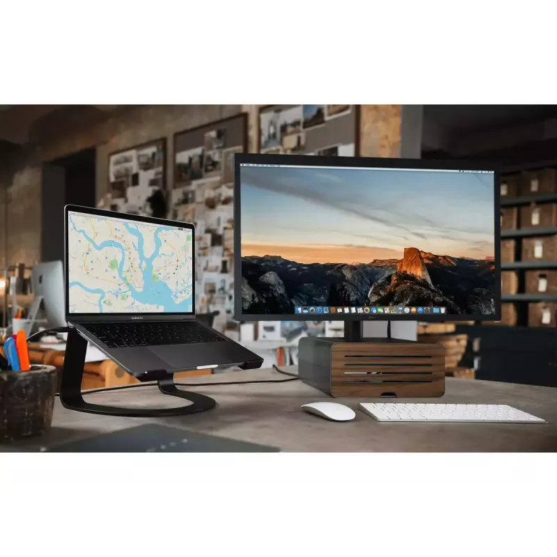 Suporte de secretária Twelve South HiRise Pro preto Wood Freestanding