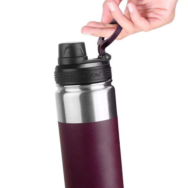 Garrafa térmica asobu Alpine Flask Hiking 530 ml aço inoxidável bordô, 235 mm de altura, 7,6 cm de diâmetro