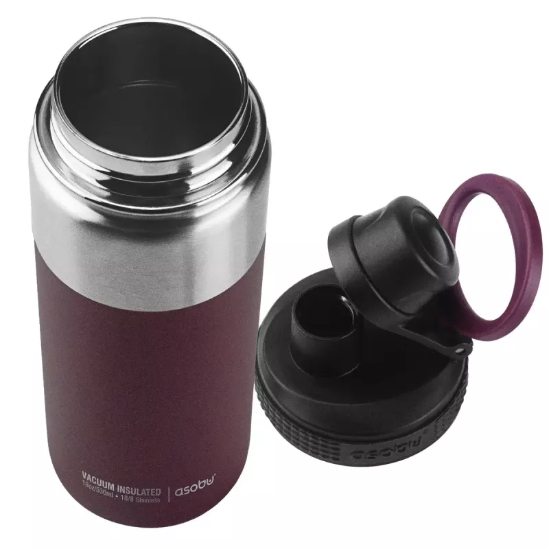 Garrafa térmica asobu Alpine Flask Hiking 530 ml aço inoxidável bordô, 235 mm de altura, 7,6 cm de diâmetro