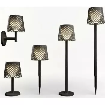 Lâmpada de jardim exterior NewGarden GRETA SOLAR+Bateria preta — lâmpada solar com bateria integrada
