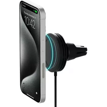 Suporte de ventilação automóvel sem fios iOttie Velox Qi2 MagSafe — VLXWCG212, carregamento sem fios magnético Qi2 para modelos de iPhone compatíveis
