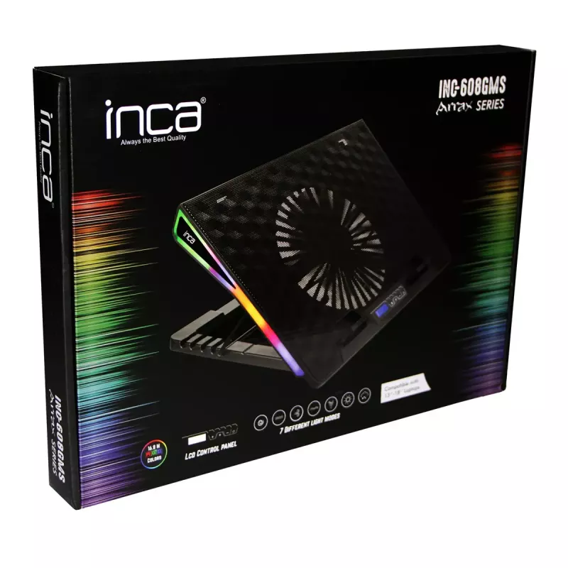Suporte para portátil Inca INC-608GMS preto 43,2 cm 17