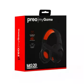 Headset Preo 125085402 com fios gaming preto vermelho 20-20000 Hz