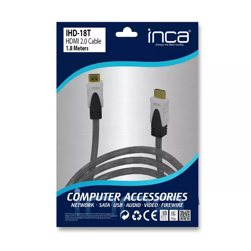 Cabo HDMI Inca IHD-18T 1,8 m HDMI Type-A macho para macho cinzento