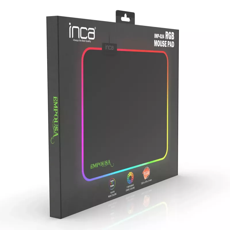 Tapete de rato gaming Inca IMP-024 preto monocromático