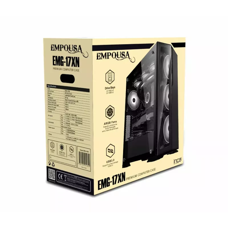 Caixa de PC Inca EMG-17XN Midi Tower preto