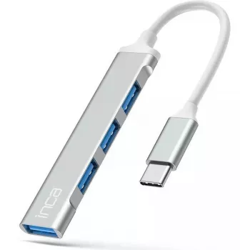 Hub USB Inca IUSB-04TX Type-C 5000 Mbit/s prateado branco