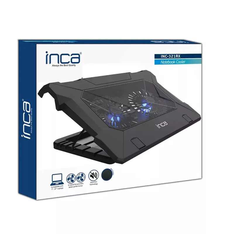 Base de arrefecimento para portátil Inca INC-321RX 43,2 cm 2 ventoinhas Preto