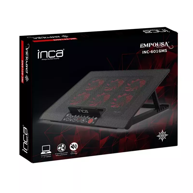 Base de arrefecimento para portátil Inca INC-601GMS 43,2 cm 6 ventoinhas USB Preto