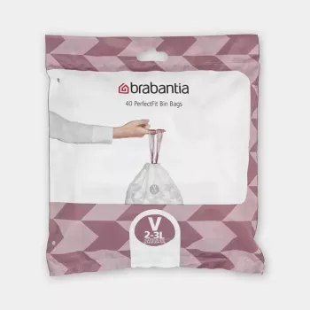 Sacos do lixo BRABANTIA 100253 para balde de 3 L, branco, plástico, 40 unid.
