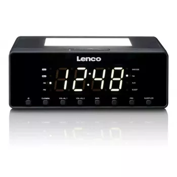 Rádio-relógio Lenco CR540BK – despertador FM, ecrã LED de 1,2 polegadas, luz noturna regulável, função de carregamento USB, altifalantes estéreo