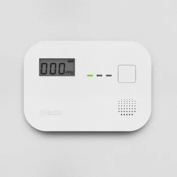 Detetor de monóxido de carbono Alecto COA3910 — sensor CO eletroquímico, a pilhas, branco, 110×78×37 mm